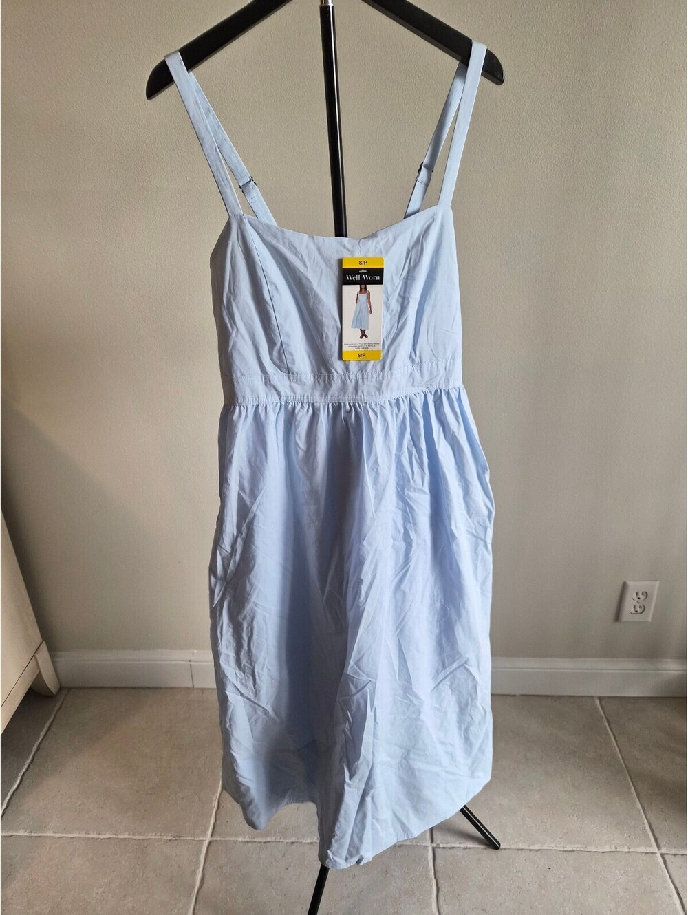 Well Worn Light Blue Midi Sundress with Adjustable Straps Size Small 0111